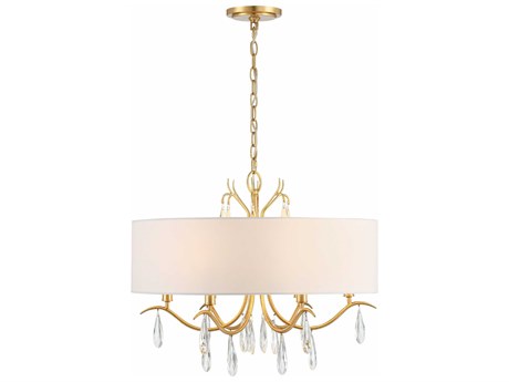 Crystorama Rollins 6-Light Antique Gold Crystal Candelabra Drum Chandelier