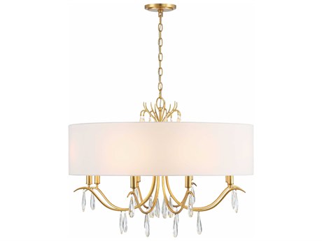 Crystorama Rollins 8-Light Antique Gold Crystal Candelabra Drum Chandelier