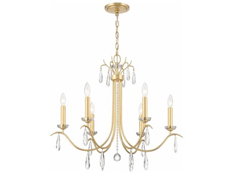 Crystorama Rollins 6-Light Antique Gold Candelabra Chandelier
