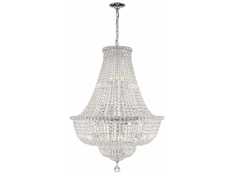Crystorama Roslyn 15-Light Polished Chrome Crystal Candelabra Empire Chandelier