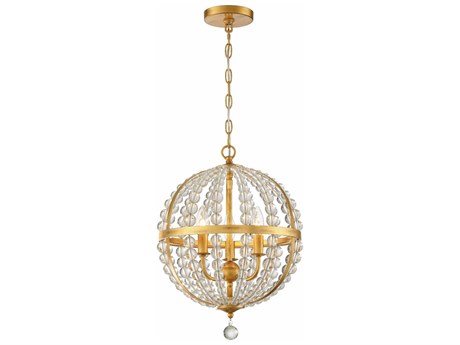 Crystorama Roxy 3-Light Antique Gold Glass Candelabra Globe Chandelier