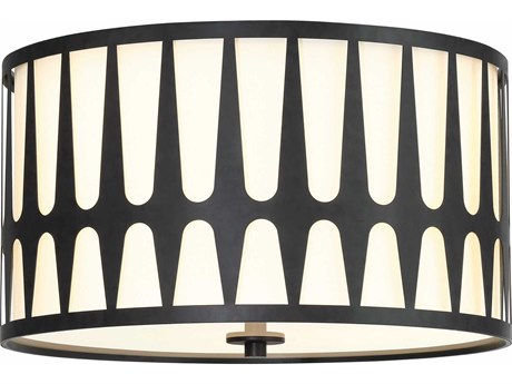 Crystorama Royston 3-Light Black Drum Flush Mount