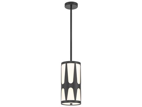 Crystorama Royston 1-Light Black Glass Cylinder Mini Pendant