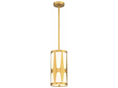 Crystorama Royston 1-Light Antique Gold Glass Cylinder Mini Pendant