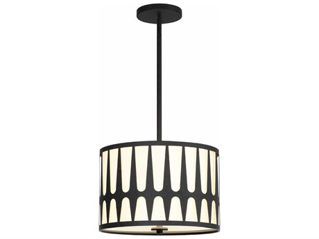 Crystorama Royston 3-Light Black Drum Pendant