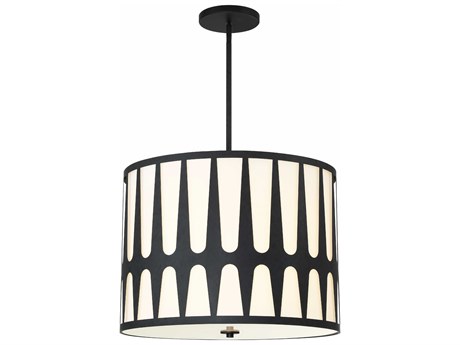 Crystorama Royston 5-Light Black Drum Pendant