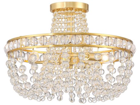 Crystorama Seville 3-Light Aged Brass Semi Flush Mount