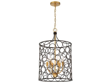 Crystorama Stemmons 6-Light Bronze Antique Gold Candelabra Drum Chandelier