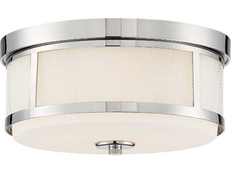Crystorama Trevor 2-Light Polished Nickel Glass Drum Flush Mount