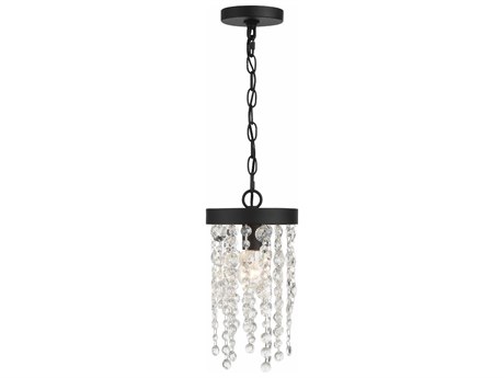 Crystorama Winham 1-Light Black Forged Crystal Glass Mini Pendant
