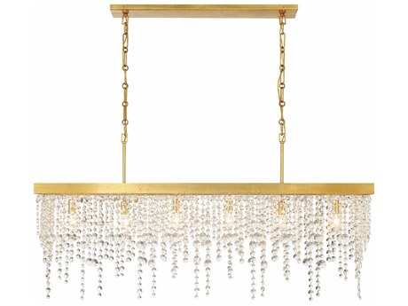 Crystorama Winham 6-Light Antique Gold Crystal Island Pendant