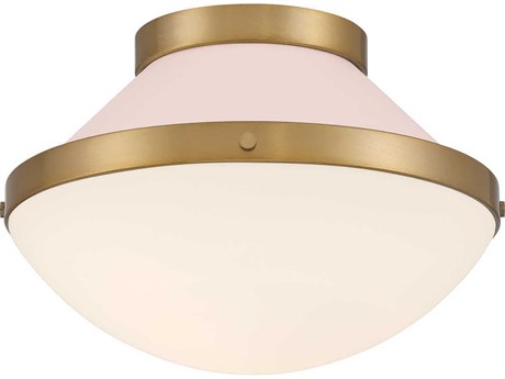 Crystorama Xander 1-Light Vibrant Gold Blush Pink Flush Mount