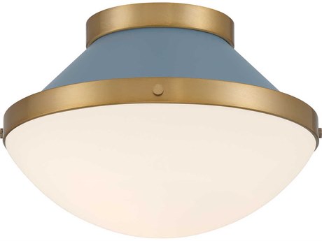 Crystorama Xander 1-Light Vibrant Gold Blue Flush Mount
