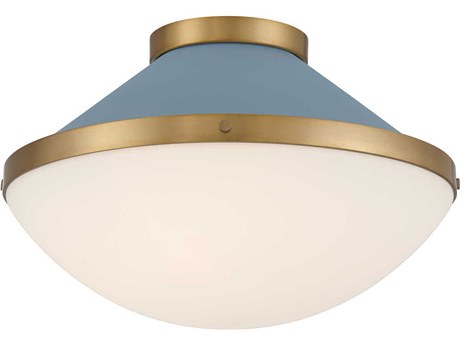 Crystorama Xander 2-Light Vibrant Gold Blue Flush Mount