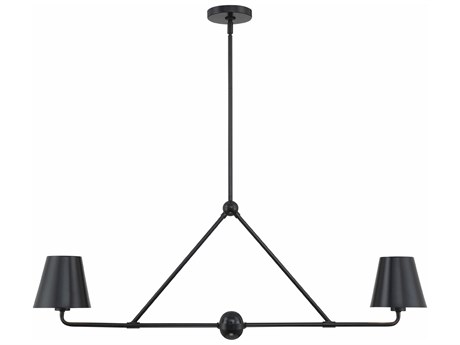 Crystorama Xavier 2-Light Matte Black Empire Linear Island Pendant