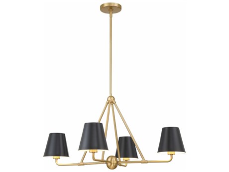 Crystorama Xavier 4-Light Vibrant Gold Black Empire Chandelier