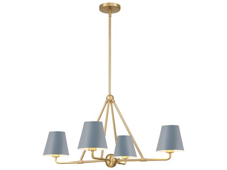 Crystorama Xavier 4-Light Vibrant Gold Blue Chandelier