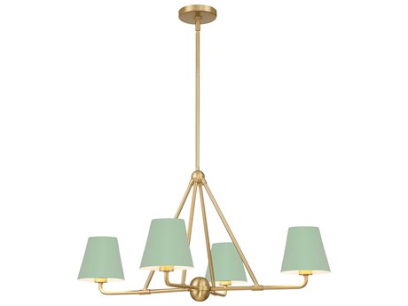 Crystorama Xavier 4-Light Vibrant Gold Green Chandelier