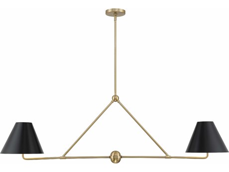 Crystorama Xavier 4-Light Vibrant Gold Black Empire Linear Island Pendant