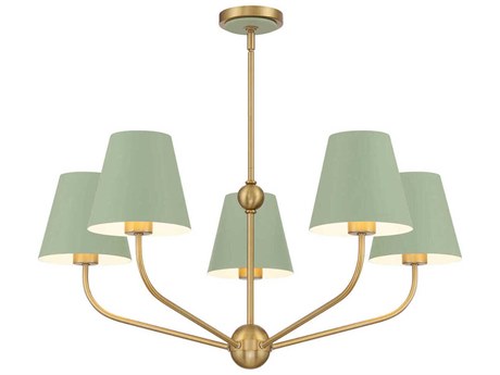 Crystorama Xavier 5-Light Vibrant Gold Green Candelabra Chandelier