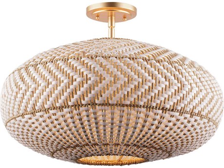 Crystorama Zanzibar 4-Light Soft Gold Round Semi Flush Mount