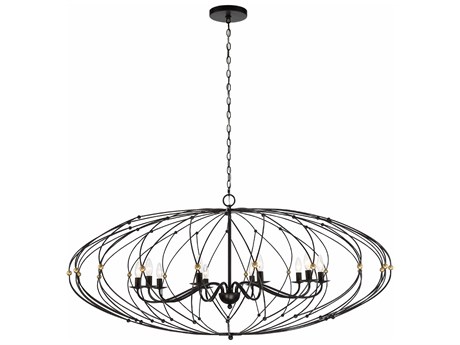 Crystorama Zucca 10-Light English Bronze Antique Gold Geometric Chandelier