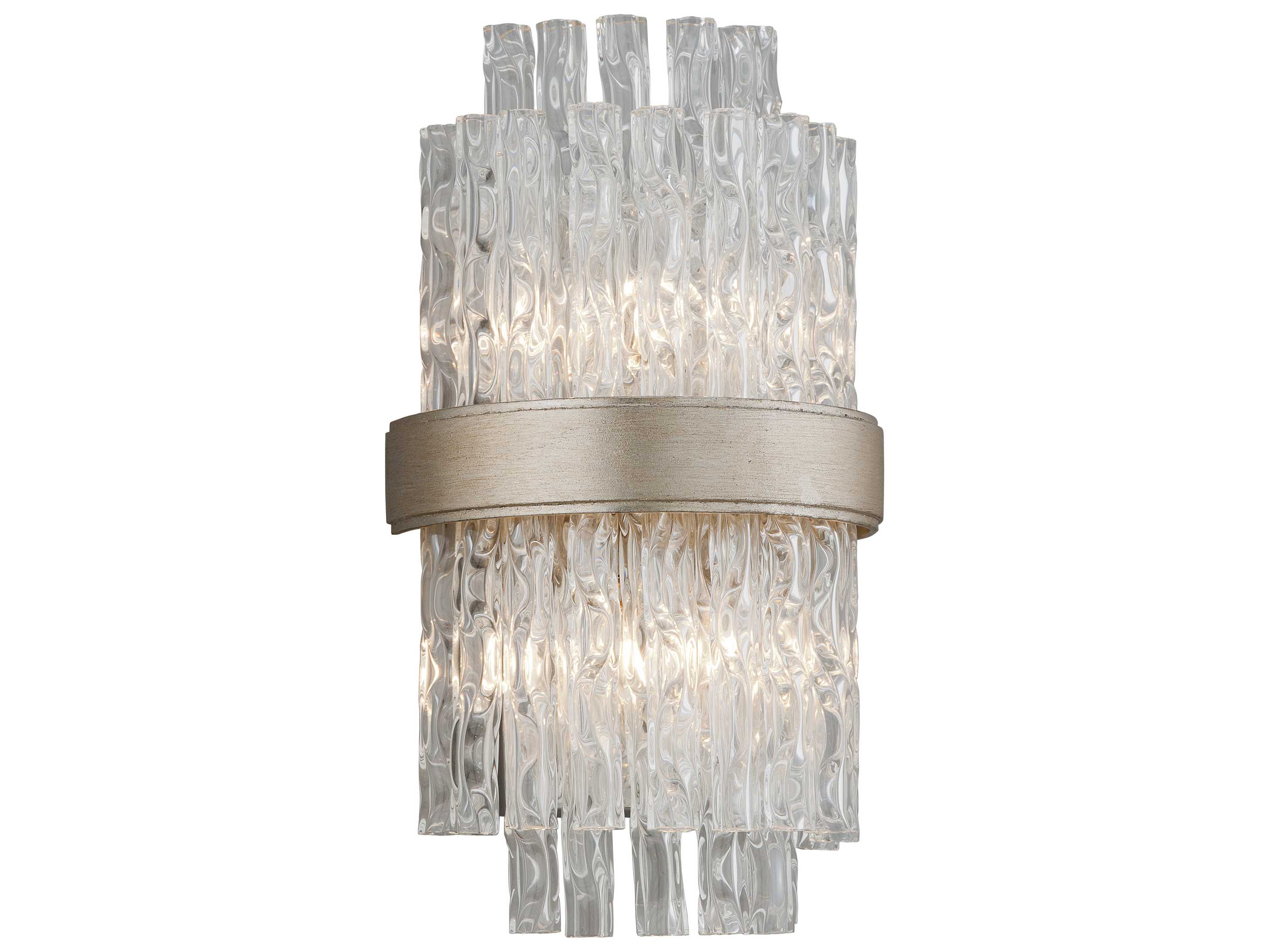 Corbett Lighting Chime Silver Leaf with Polished Stainless Accents Two-Light Wall Sconce CT20412