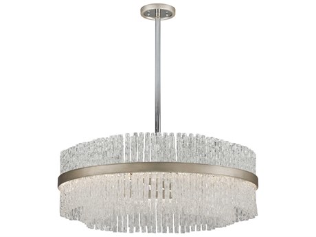 Corbett Lighting Chime 12-Light Silver Leaf Polished Stainless Glass Round Pendant