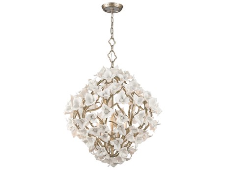 Corbett Lighting Lily 6-Light Enchanted Silver Leaf Pendant