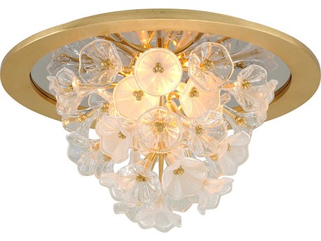 Corbett Lighting Jasmine 3-Light Gold Leaf Glass LED Flush Mount