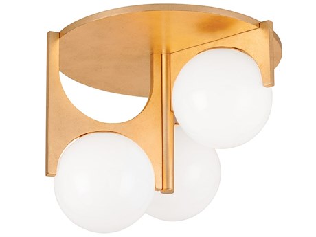 Corbett Lighting Eiko 3-Light Vintage Gold Leaf Glass Globe Flush Mount