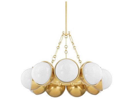 Corbett Lighting Althea 9-Light Vintage Polished Brass Glass Globe Chandelier