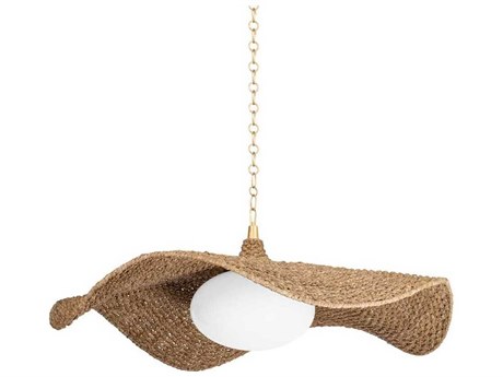 Corbett Lighting Levene 1-Light Vintage Gold Leaf Brown Glass Pendant