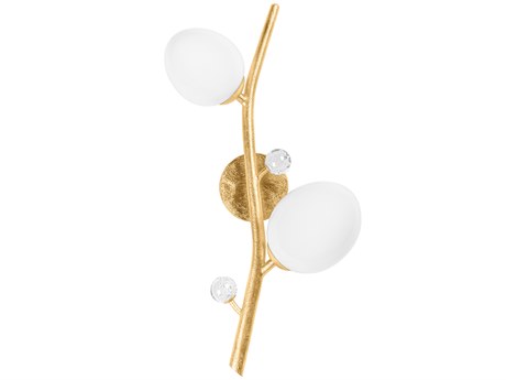 Corbett Lighting Mirielle 2-Light Vintage Gold Leaf Crystal Glass Wall Sconce