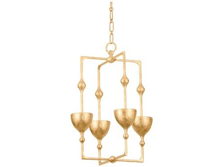 Corbett Lighting Antalya 4-Light Vintage Gold Leaf Geometric Pendant