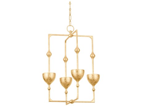Corbett Lighting Antalya 4-Light Vintage Gold Leaf Geometric Pendant