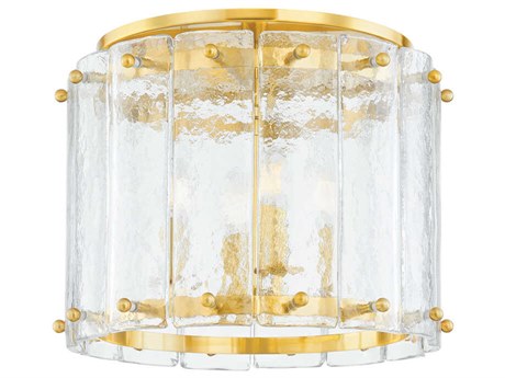 Corbett Lighting Rio 4-Light Vintage Polished Brass Cylinder Flush Mount