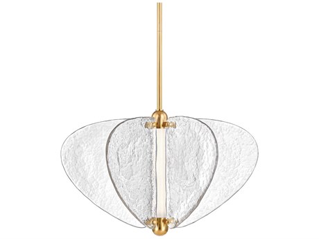 Corbett Lighting Freya 1-Light Vintage Brass Clear Geometric Pendant