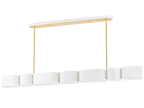 Corbett Lighting Opal 7-Light Soft White Vintage Brass Glass Linear Island Pendant