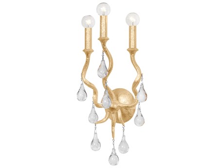Corbett Lighting Aveline 3-Light Gold Leaf Crystal Wall Sconce