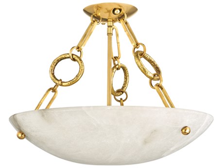 Corbett Lighting Yadira 4-Light Vintage Brass White Glass Bowl Semi Flush Mount