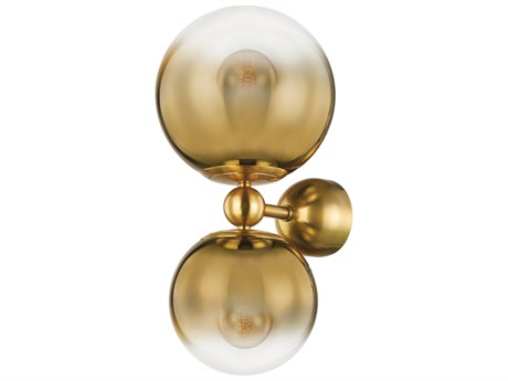 Corbett Lighting Kyoto 2-Light Vintage Polished Brass Glass Wall Sconce
