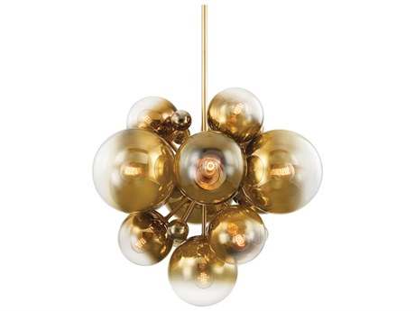 Corbett Lighting Kyoto 13-Light Vintage Polished Brass Glass Globe Sputnik Pendant
