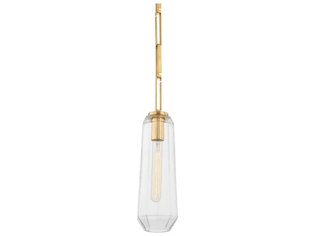 Corbett Lighting Copenhagen 1-Light Vintage Brass Glass Cylinder Mini Pendant