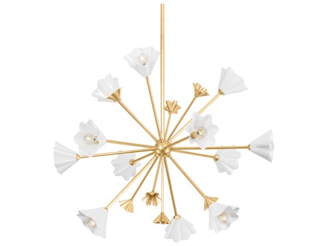 Corbett Lighting Julieta 12-Light Vintage Gold Leaf White Sputnik Pendant