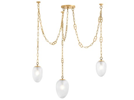 Corbett Lighting Daith 3-Light Vintage Brass Chandelier