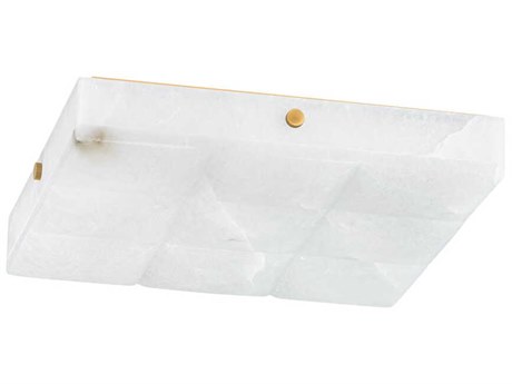 Corbett Lighting Gypsum 1-Light Vintage Brass White Flush Mount
