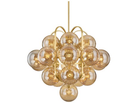Corbett Lighting Cronus 21-Light Vintage Polished Brass Globe Chandelier