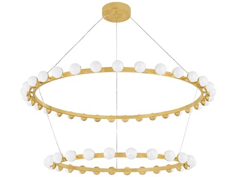 Corbett Lighting Linus 57-Light Vintage Brass Globe Tiered Chandelier