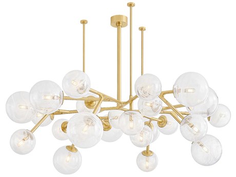 Corbett Lighting Glasgow 24-Light Vintage Polished Brass Globe Chandelier